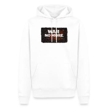 War No More – Sticker Peace & Humanity - Sweat à capuche Premium bio Homme - blanc - Devant - Nico (187cm)