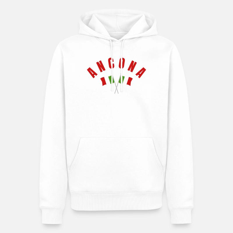 Emblème des drapeaux d’Ancône - Sweat à capuche Premium bio Homme - blanc