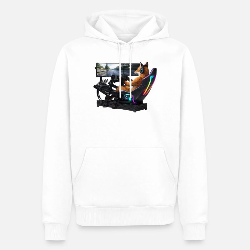 Fuchs Sim Racing - Sweat à capuche Premium bio Homme - blanc