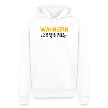 WAHNSINN, NICHTS GESCHAFFT, LUSTIGER SPRUCH, MÜDE - Männer Premium Bio Hoodie - Weiß - Vorne - Nico (187cm)
