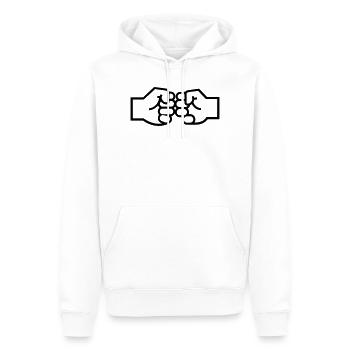 Faust Check Fistbump Hände Outline - Männer Premium Bio Hoodie - Weiß - Vorne - Nico (187cm)