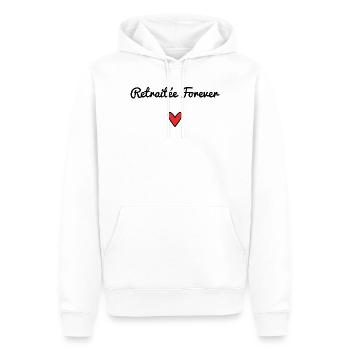 RETRAITEE. RETRAITE. BONNE RETRAITE. ANNIVERSAIRE. - Sweat à capuche Premium bio Homme - blanc - Devant - Nico (187cm)
