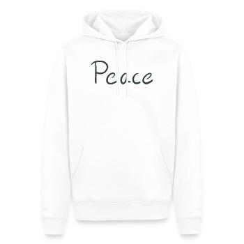 Lettres Peace Hand Vert - Sweat à capuche Premium bio Homme - blanc - Devant - Nico (187cm)
