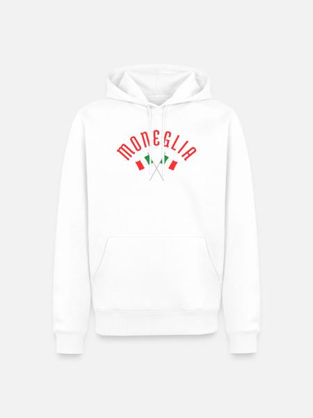 Moneglia Italian Flags Crossed Emblem - Men’s Premium Organic Hoodie - white