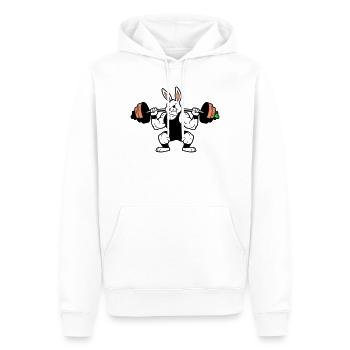 Muskel Hase Karotten Hantel - Männer Premium Bio Hoodie - Weiß - Vorne - Nico (187cm)