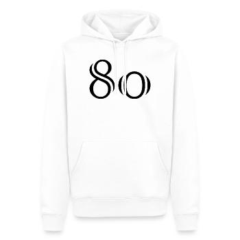 80. 80 JAHRE. 80. JUBILÄUM. 80-JAHRES-JUBILÄUM. - Männer Premium Bio Hoodie - Weiß - Vorne - Nico (187cm)