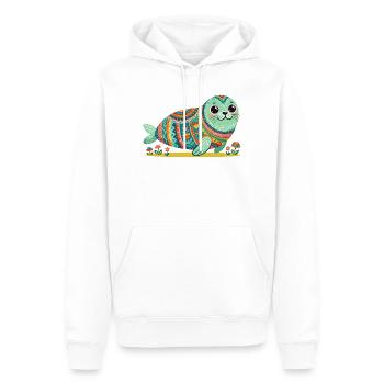 Mandala du Phoque mignon - Sweat à capuche Premium bio Homme - blanc - Devant - Nico (187cm)