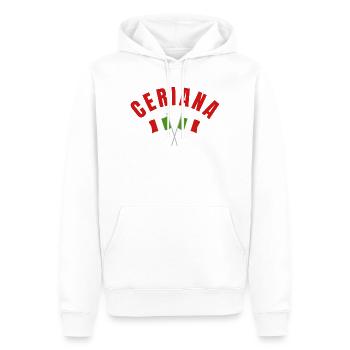 Ceriana mit gekreuzten italienischen Flaggen - Männer Premium Bio Hoodie - Weiß - Vorne - Nico (187cm)