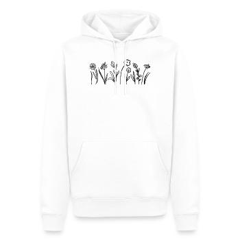 Fleurs dessinées à la main avec feuilles - Sweat à capuche Premium bio Homme - blanc - Devant - Nico (187cm)
