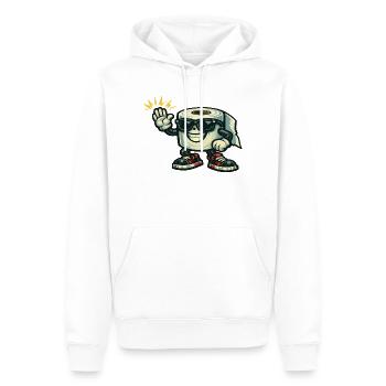 Héros hip-hop en papier toilette avec une basket - Sweat à capuche Premium bio Homme - blanc - Devant - Nico (187cm)
