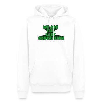 Nous sommes la dernière génération - Sweat à capuche Premium bio Homme - blanc - Devant - Nico (187cm)