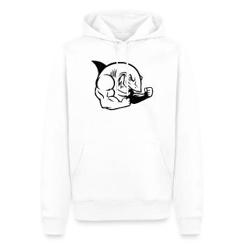 Muskulöser Hai Bodybuilder Workout Silhouette - Männer Premium Bio Hoodie - Weiß - Vorne - Nico (187cm)