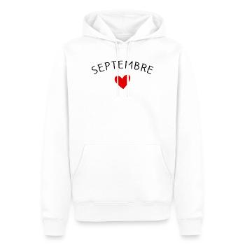 Future maman Septembre – Bébé en route ❤️ - Sweat à capuche Premium bio Homme - blanc - Devant - Nico (187cm)