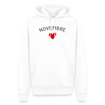 Future maman Novembre – Bébé en route ❤️ - Sweat à capuche Premium bio Homme - blanc - Devant - Nico (187cm)