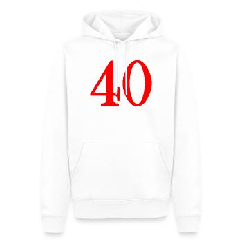 40. 40 ANS. 40e ANNIVERSAIRE. ANNIVERSAIRE 40 ANS. - Sweat à capuche Premium bio Homme - blanc - Devant - Nico (187cm)