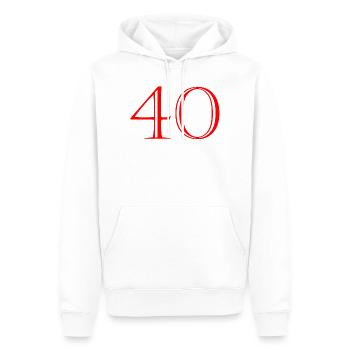40. 40 YEARS. 40th ANNIVERSARY. 40 YEARS ANNIVERSARY. - Men’s Premium Organic Hoodie - white - Front - Nico (187cm)