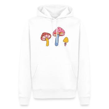 Retro Mushroom Trio – Vintage 70s Design - Männer Premium Bio Hoodie - Weiß - Vorne - Nico (187cm)
