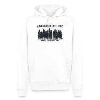 Adventure is out there – Funny Outdoor Spruch - Männer Premium Bio Hoodie - Weiß - Vorne - Nico (187cm)