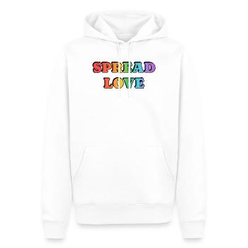 Spread Love Arc-en-ciel Typographie Audacieuse - Sweat à capuche Premium bio Homme - blanc - Devant - Nico (187cm)