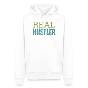 Real Hustler Motivational Entrepreneur Quote Art - Männer Premium Bio Hoodie - Weiß - Vorne - Nico (187cm)