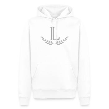 L - Men’s Premium Organic Hoodie - white - Front - Nico (187cm)