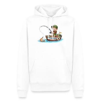 Kinder Angler Shirt Junge Angeln Boot Fisch  - Männer Premium Bio Hoodie - Weiß - Vorne - Nico (187cm)