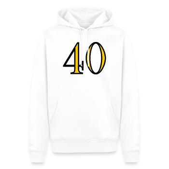 40. 40 ANS. 40e ANNIVERSAIRE. ANNIVERSAIRE 40 ANS. - Sweat à capuche Premium bio Homme - blanc - Devant - Nico (187cm)