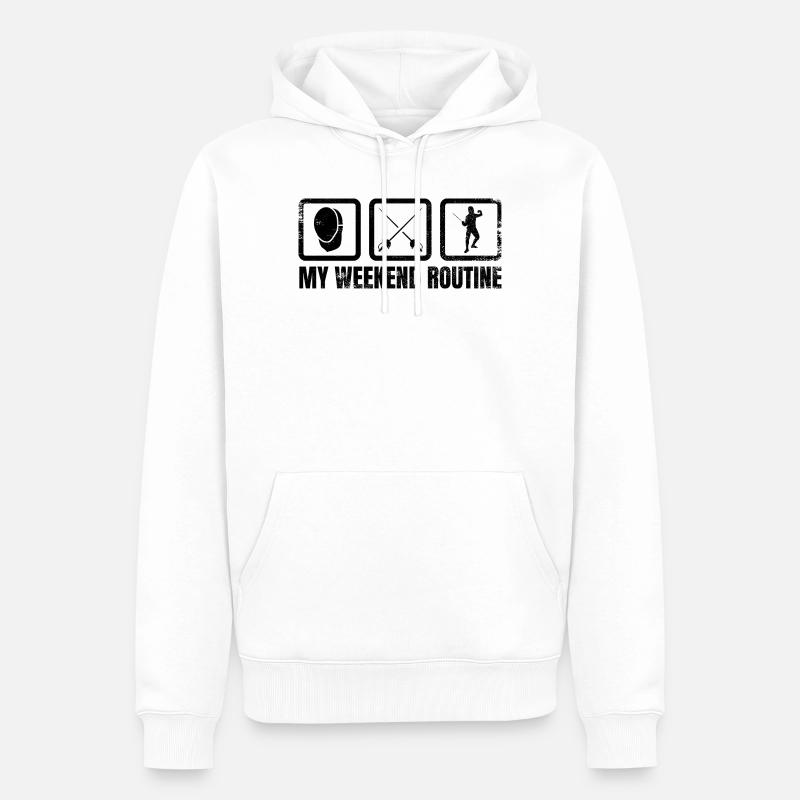 Ma routine du week-end - Sweat à capuche Premium bio Homme - blanc