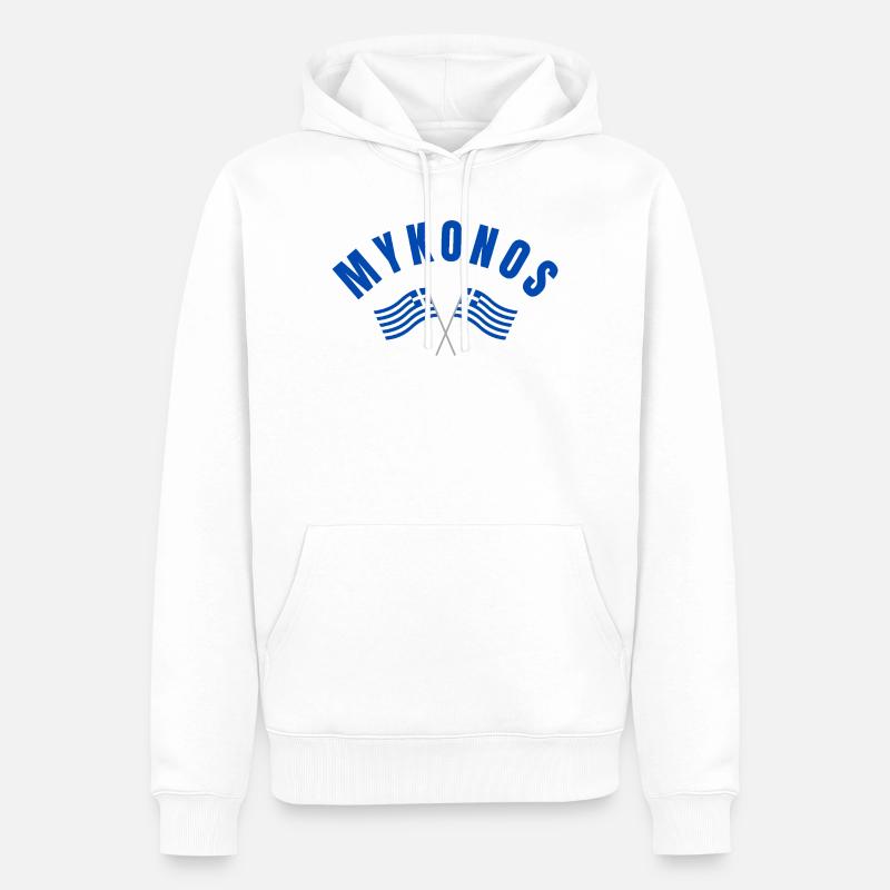 Drapeaux grecs de Mykonos - Sweat à capuche Premium bio Homme - blanc