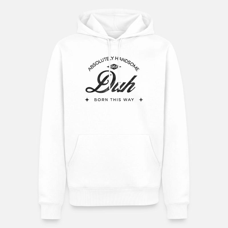 Vintage Born This Way – Absolument Beau | Round - Sweat à capuche Premium bio Homme - blanc
