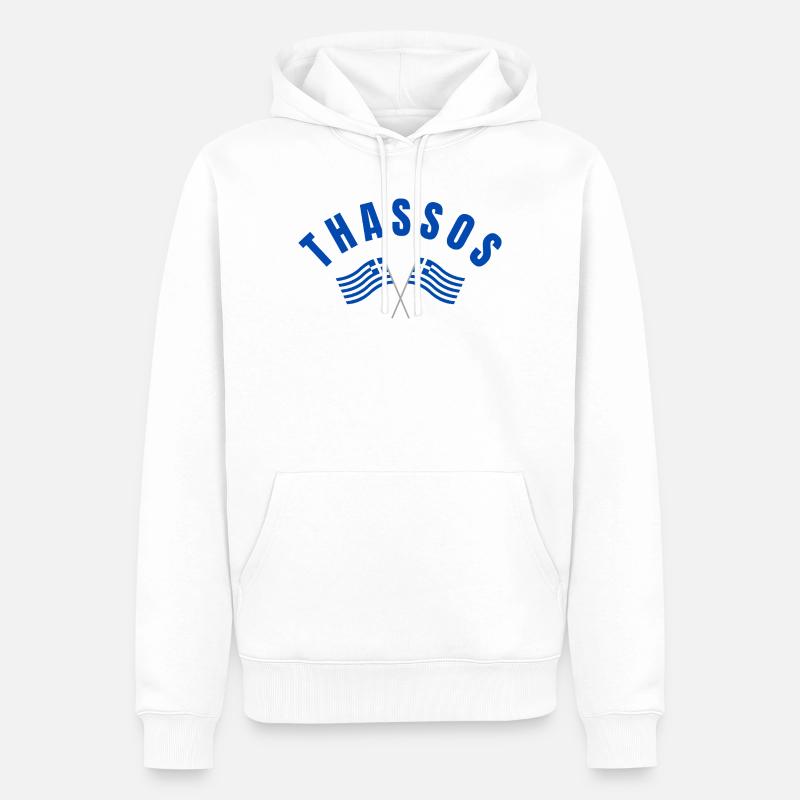 Thassos Drapeaux Grecs Croisés - Sweat à capuche Premium bio Homme - blanc