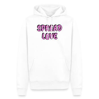 Liebe verbreiten — Pink - Männer Premium Bio Hoodie - Weiß - Vorne - Nico (187cm)