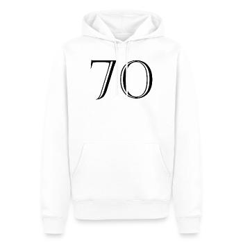 70. 70 YEARS. 70th ANNIVERSARY. 70 YEARS ANNIVERSARY. - Men’s Premium Organic Hoodie - white - Front - Nico (187cm)