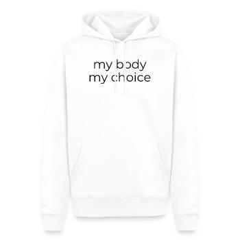 Mon corps - Mon choix - Sweat à capuche Premium bio Homme - blanc - Devant - Nico (187cm)