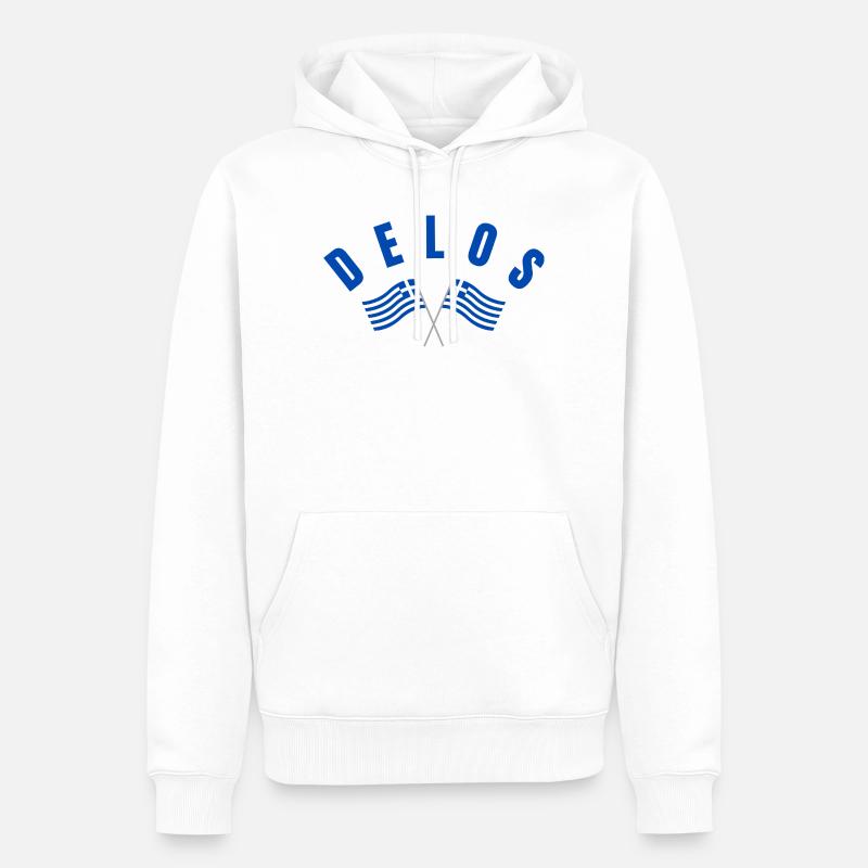 Drapeaux grecs de Delos Traversé - Sweat à capuche Premium bio Homme - blanc
