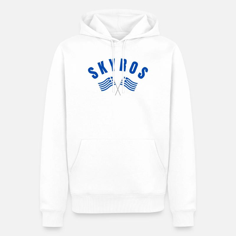 Drapeaux croisés grecs de Skyros - Sweat à capuche Premium bio Homme - blanc