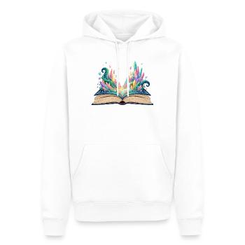 Traumwelt erwacht aus Buchseiten Fantasie Buch - Männer Premium Bio Hoodie - Weiß - Vorne - Nico (187cm)