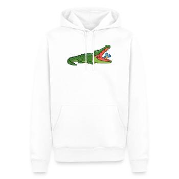 Lachendes Krokodil mit Vogel - Männer Premium Bio Hoodie - Weiß - Vorne - Nico (187cm)