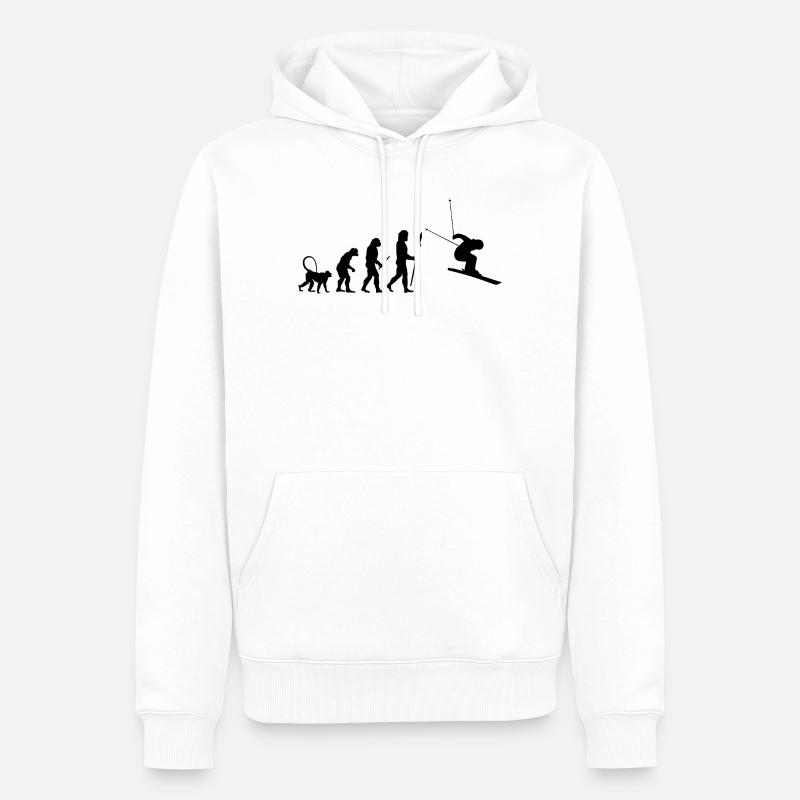 Évolution du skieur - Sweat à capuche Premium bio Homme - blanc