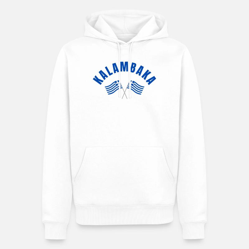 Drapeaux grecs de Kalambaka - Sweat à capuche Premium bio Homme - blanc
