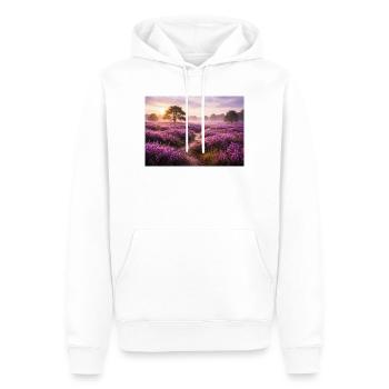 Lavendelfeld bei Sonnenaufgang - Männer Premium Bio Hoodie - Weiß - Vorne - Nico (187cm)