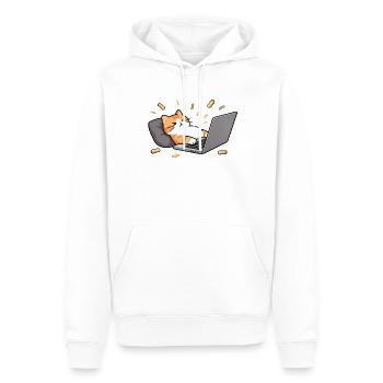 Geek-Chat im Homeoffice-Modus - Männer Premium Bio Hoodie - Weiß - Vorne - Nico (187cm)