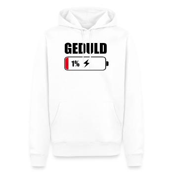 Geduld 1% Akku – Cooles Sarkasmus Design Geschenk - Männer Premium Bio Hoodie - Weiß - Vorne - Nico (187cm)
