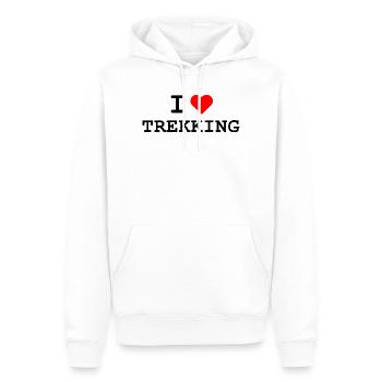 J’adore le trekking - Ich liebe Trekking - Sweat à capuche Premium bio Homme - blanc - Devant - Nico (187cm)