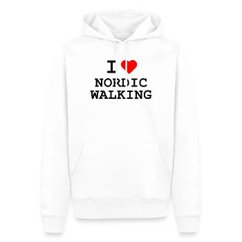 Ich liebe Nordic Walking - J’adore la marche nordique - Sweat à capuche Premium bio Homme - blanc - Devant - Nico (187cm)