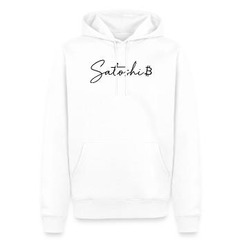 Satoshi Cadeau Bitcoin pour trader de cryptomonnaies - Sweat à capuche Premium bio Homme - blanc - Devant - Nico (187cm)