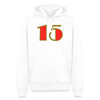 15. 15 ANS. 15e ANNIVERSAIRE. ANNIVERSAIRE 15 ANS. - Sweat à capuche Premium bio Homme - blanc - Devant - Nico (187cm)