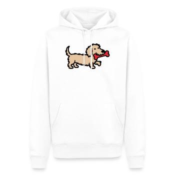 Dessin dessiné Terrier Doodle Bone - Sweat à capuche Premium bio Homme - blanc - Devant - Nico (187cm)