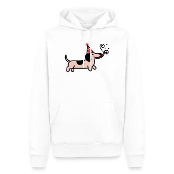 Fête Teckel Chien d’anniversaire - Sweat à capuche Premium bio Homme - blanc - Devant - Nico (187cm)