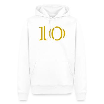 10. 10 ANS. 10e ANNIVERSAIRE. ANNIVERSAIRE 10 ANS. - Sweat à capuche Premium bio Homme - blanc - Devant - Nico (187cm)